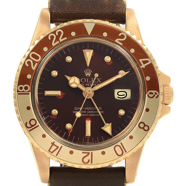 Rolex GMT Master Rootbeer Gold Nipple Dial Vintage Watch 1675 For Sale at  1stDibs | vintage rolex gmt root beer, rolex gmt master root beer vintage, rolex  gmt root beer vintage