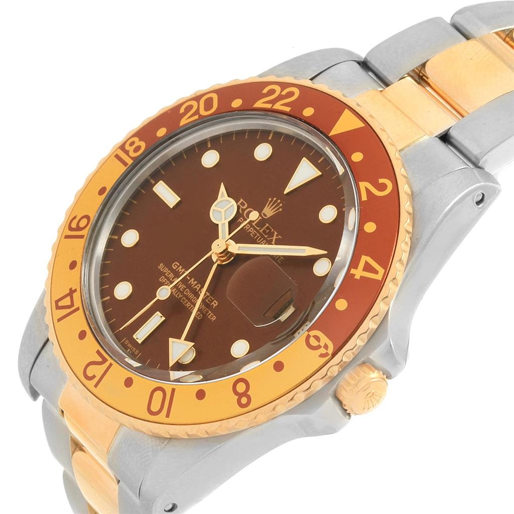 Rolex GMT Master Rootbeer Yellow Gold Steel Vintage Men’s Watch 16753 For Sale 4