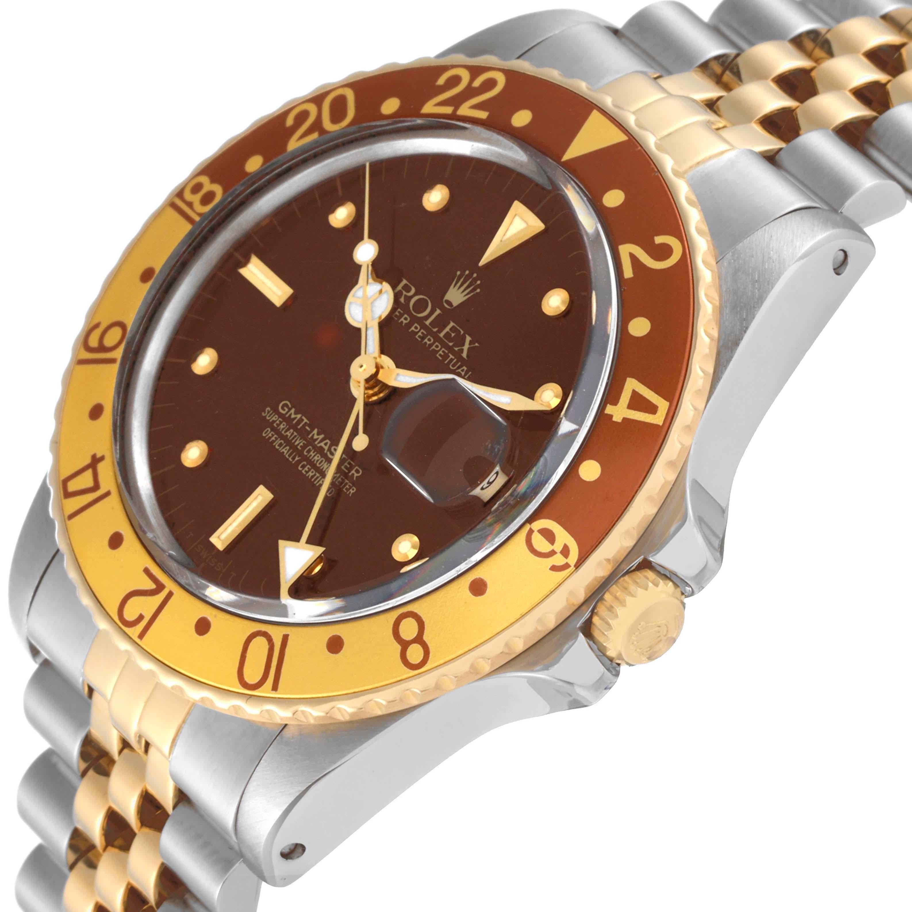 Men's Rolex GMT Master Rootbeer Yellow Gold Steel Vintage Mens Watch 16753