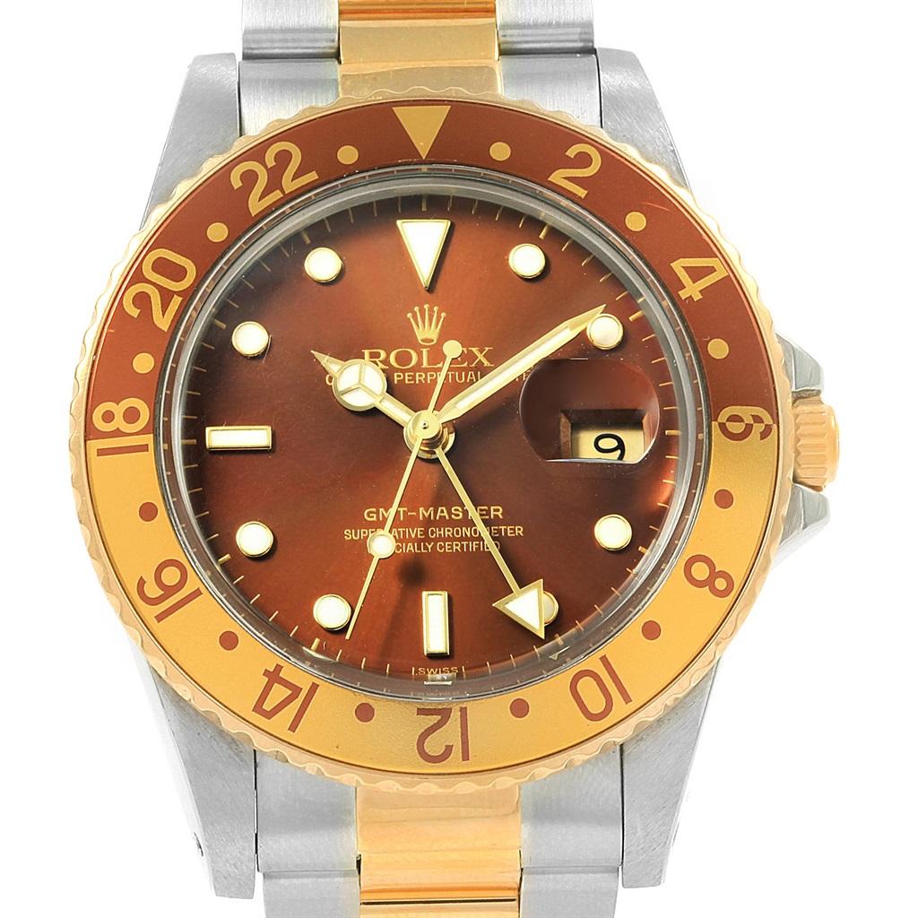 Rolex GMT Master Rootbeer Yellow Gold Steel Vintage Men’s Watch 16753 For Sale
