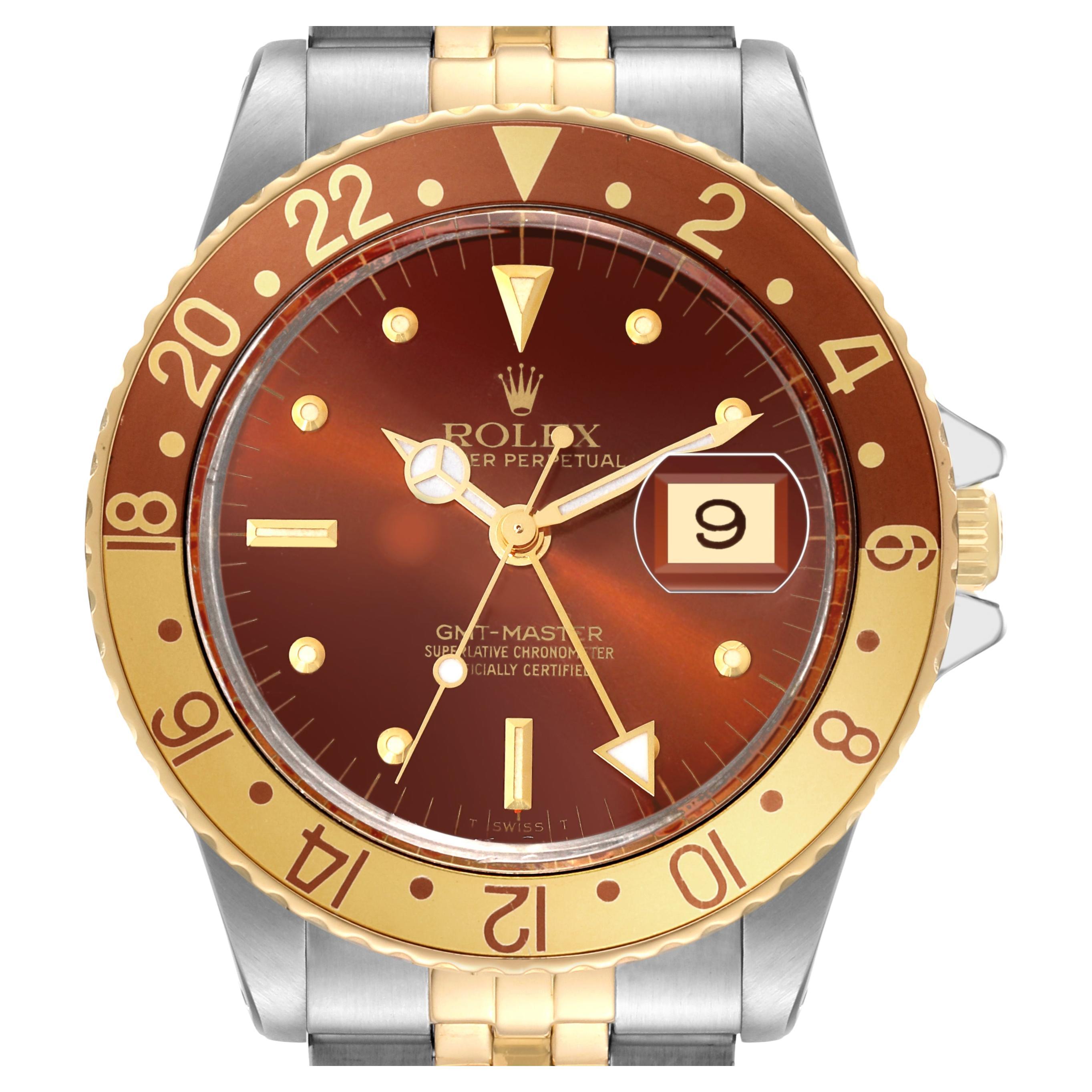 Rolex GMT Master Rootbeer Yellow Gold Steel Vintage Mens Watch 16753