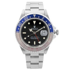 Retro Rolex GMT-Master Steel Pepsi Bezel Black Dial Automatic Mens Watch 16700