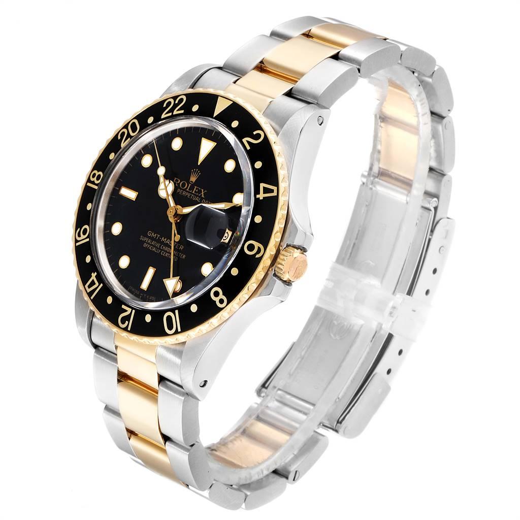 Men's Rolex GMT Master Steel Yellow Gold Black Dial Vintage Men’s Watch 16753 For Sale