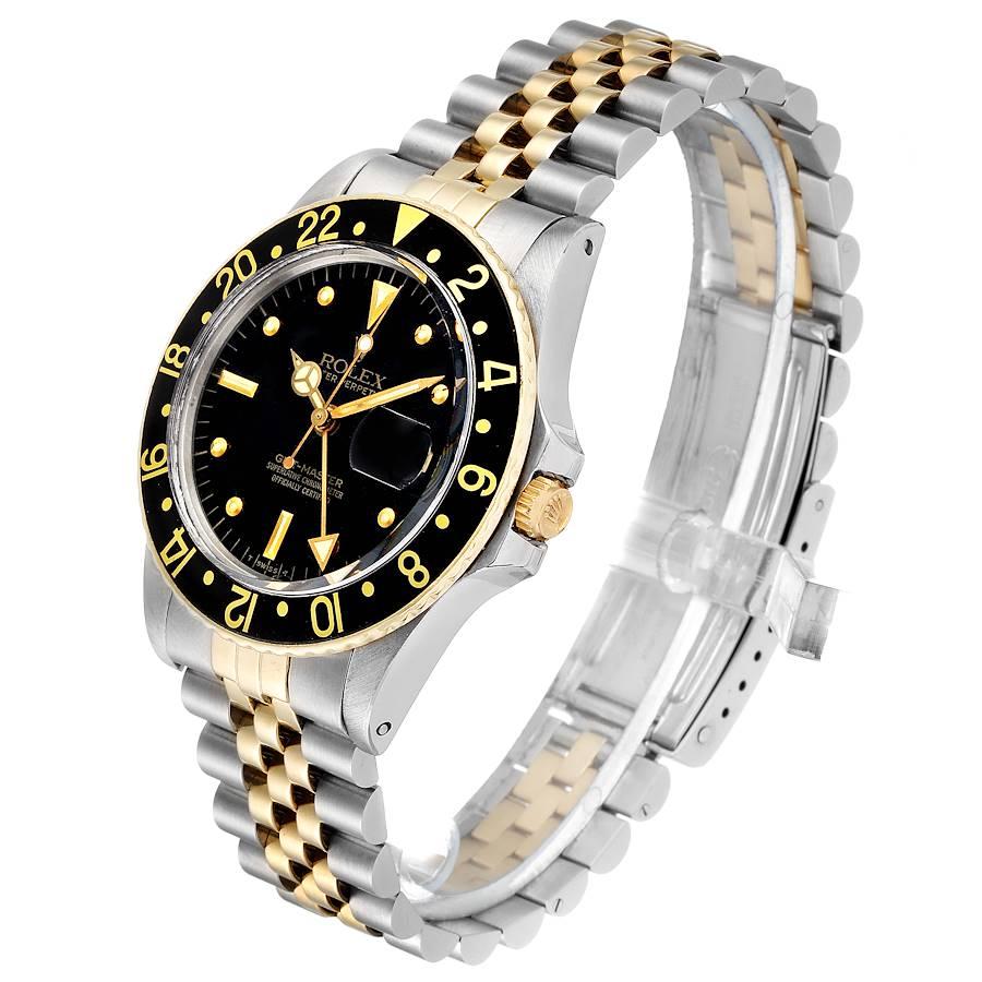 Rolex GMT Master Steel Yellow Gold Black Dial Vintage Men's Watch 16753 For Sale 1