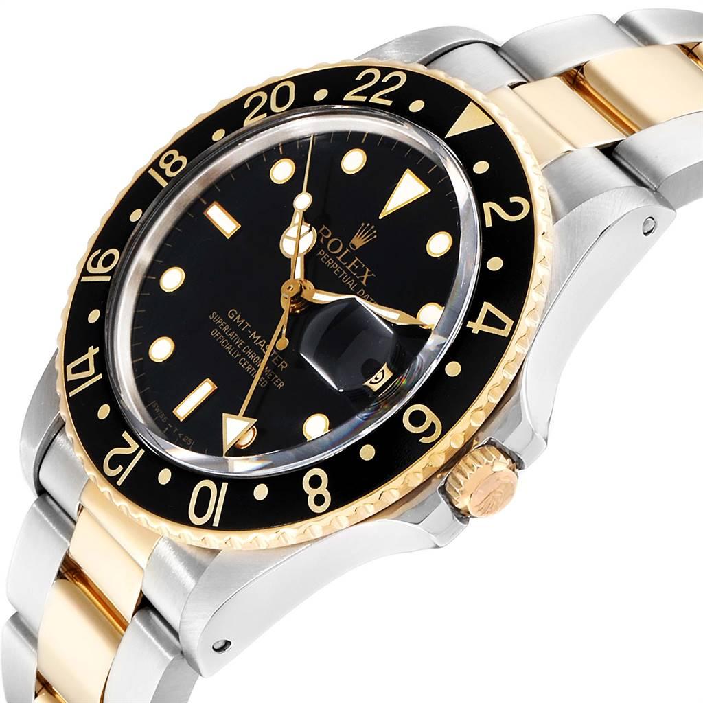 Rolex GMT Master Steel Yellow Gold Black Dial Vintage Men’s Watch 16753 For Sale 1