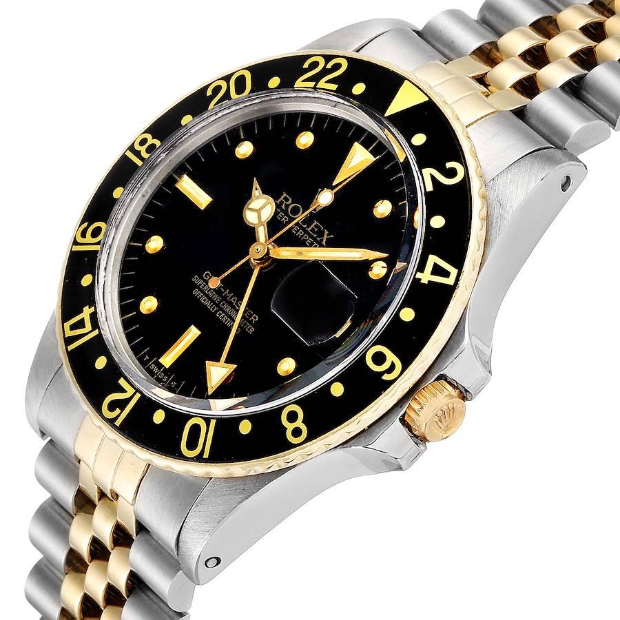 Rolex GMT Master Steel Yellow Gold Black Dial Vintage Men's Watch 16753 For Sale 2
