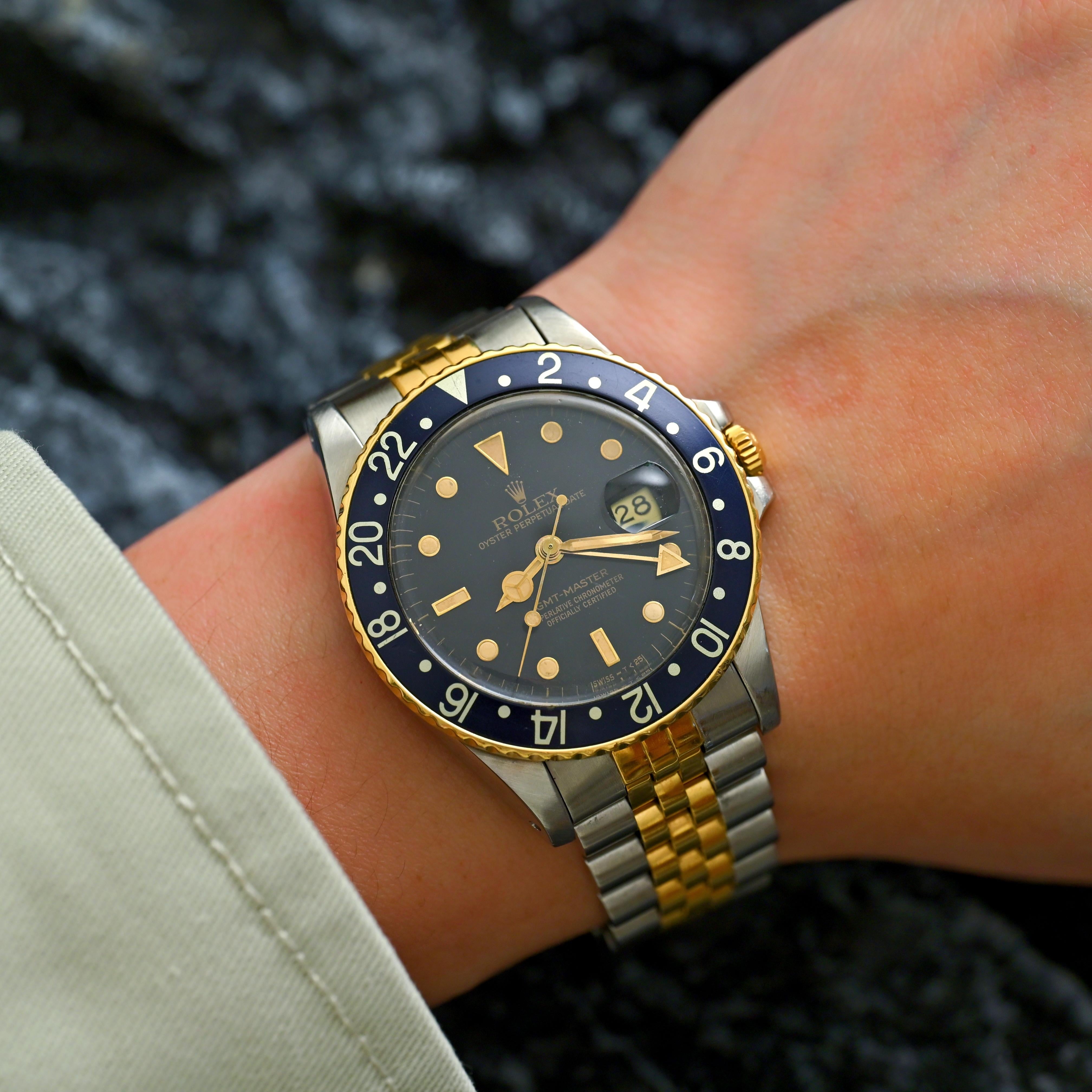 Rolex GMT-Master Two-Tones Black Dial 16753 Automatic Watch 1984 For Sale 6