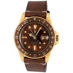 Rolex GMT Root Beer Tropical Brown Nipple Dial Yellow Gold Model 1675 circa 1978