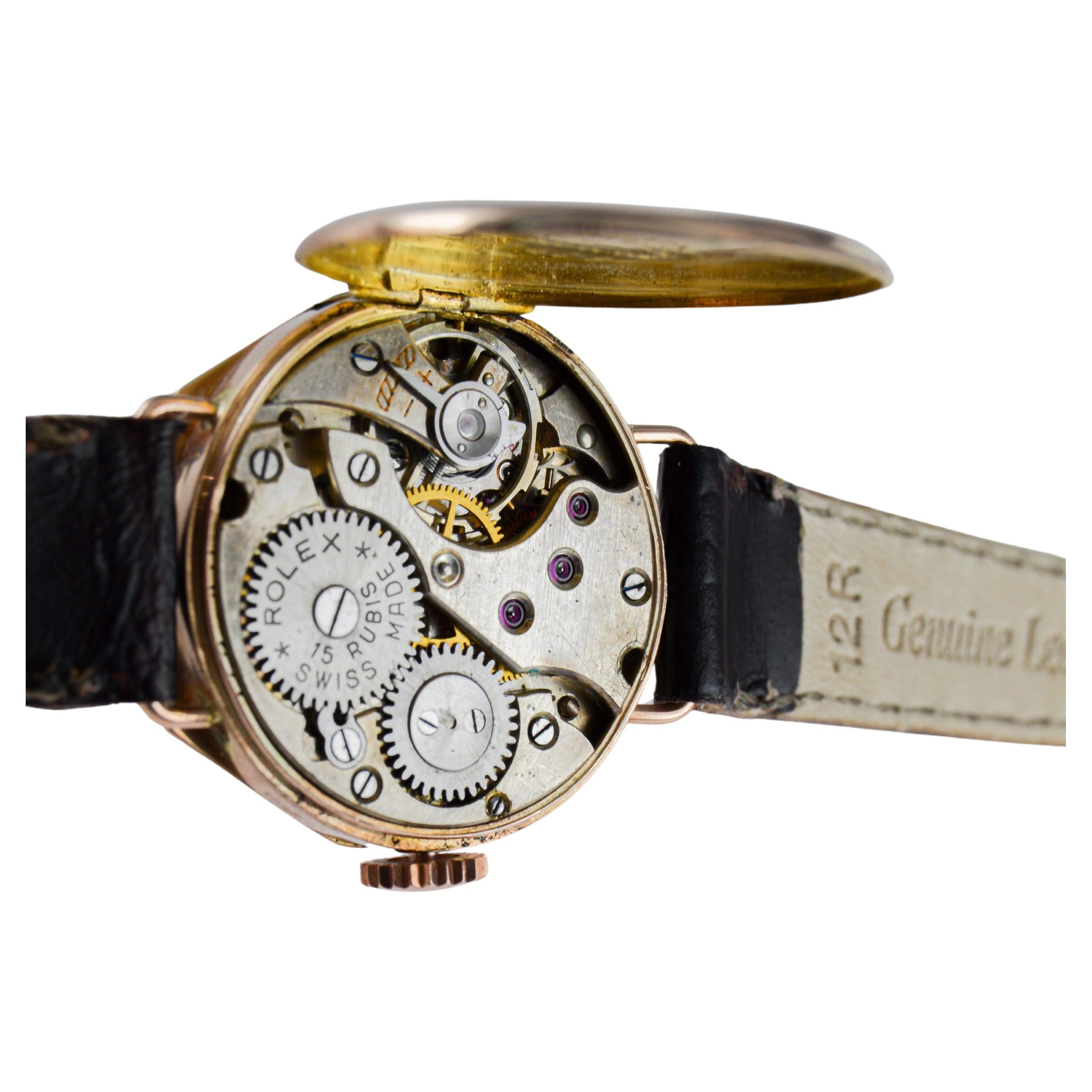 Orologio Rolex in oro Art Deco con lunetta incisa a mano del 1915 in vendita 11