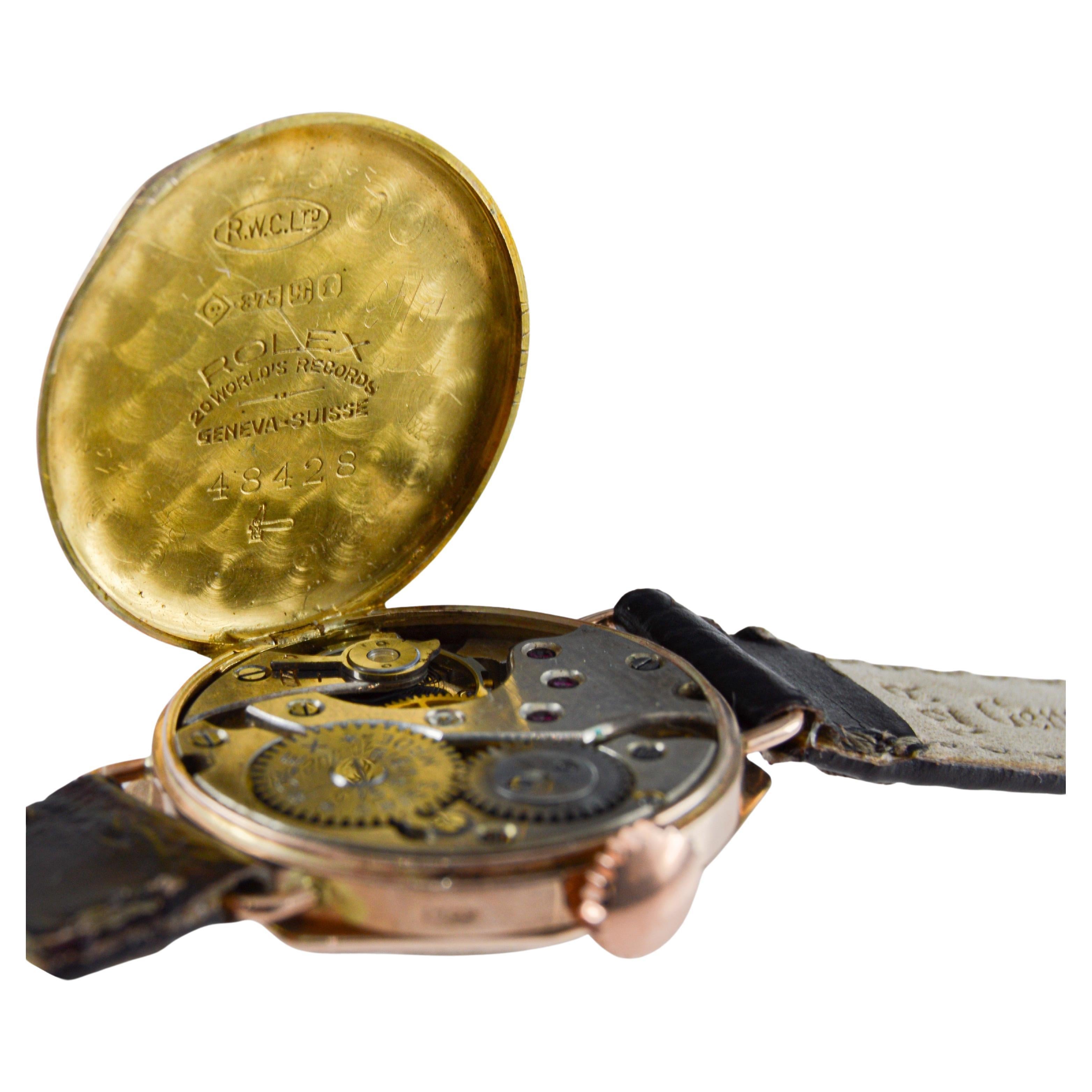 Orologio Rolex in oro Art Deco con lunetta incisa a mano del 1915 in vendita 12