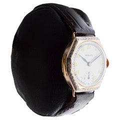 Rolex Gold Art Deco Watch with Hand Engraved Bezel from 1915