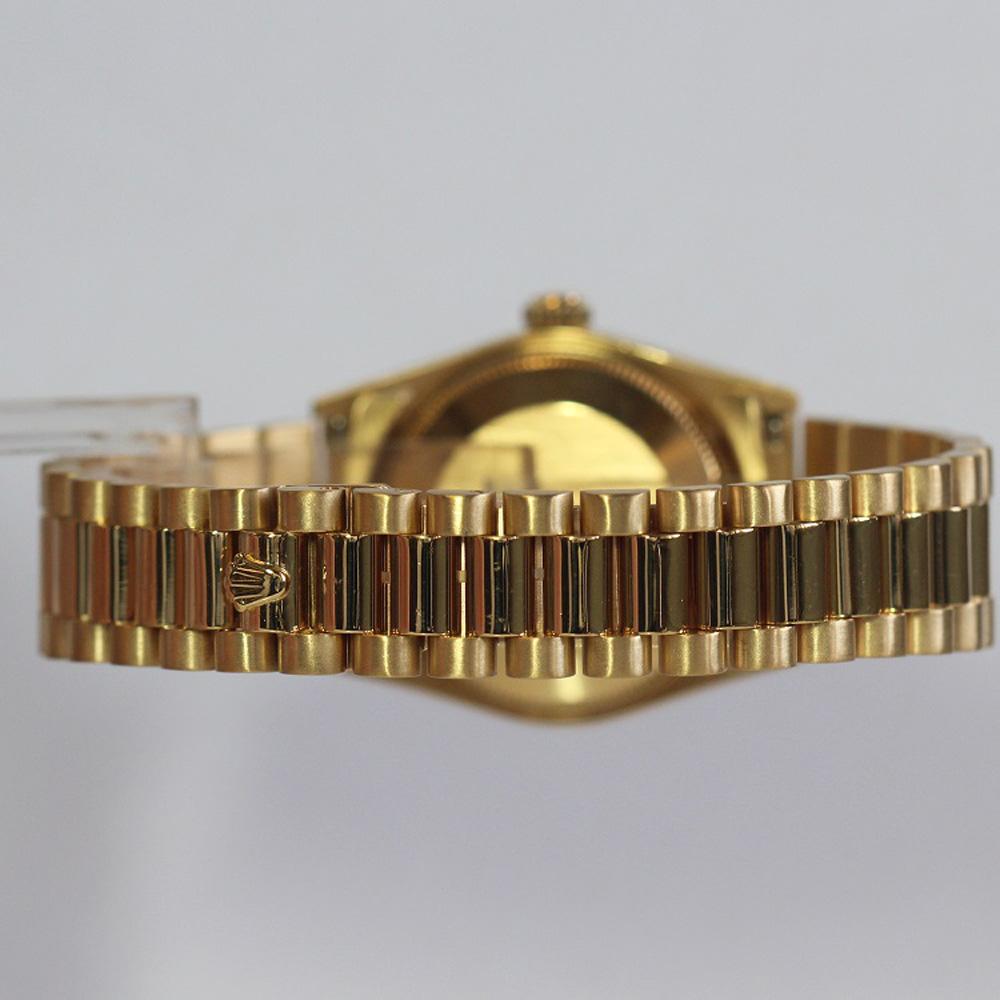 Women's Rolex Gold Datejust Factory Diamond Dial and Bezel Model 68288 Box and Papers For Sale