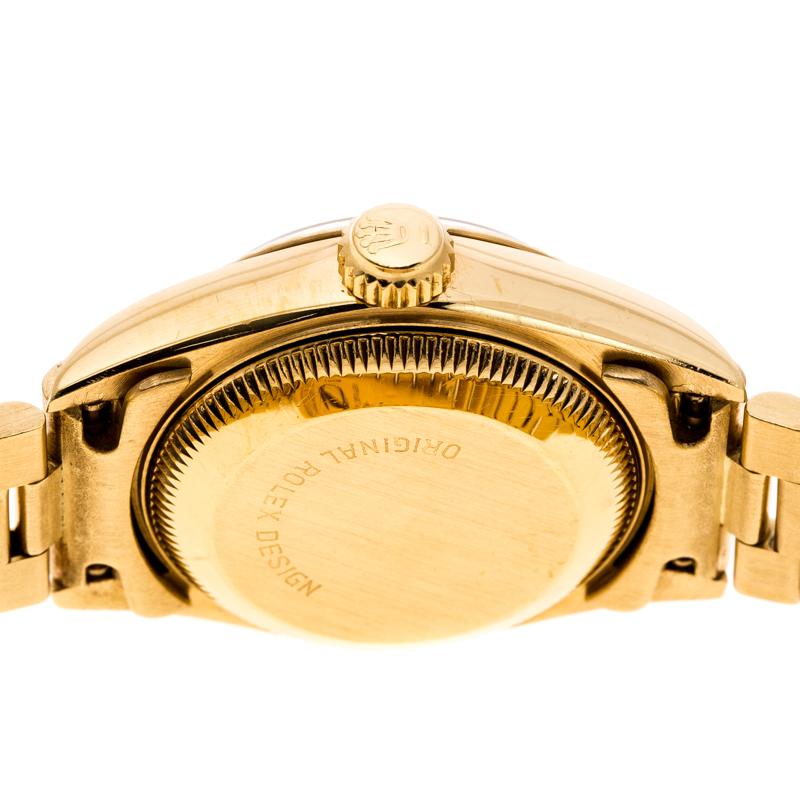 Rolex Gold Dial 18K Yellow Gold Diamonds 69178 Datejust Women's Wristwatch 26 mm im Zustand „Gut“ in Dubai, Al Qouz 2