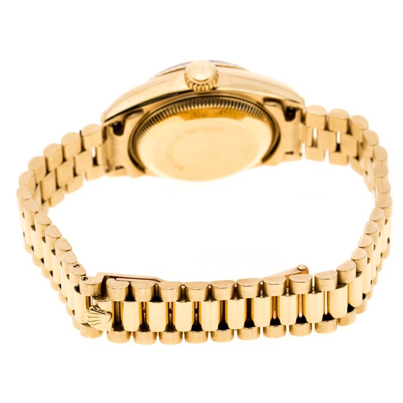 Rolex Gold Dial 18K Yellow Gold Diamonds 69178 Datejust Women's Wristwatch 26 mm Damen