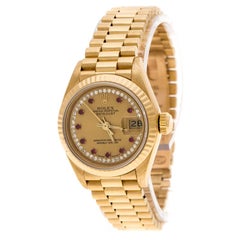 Rolex Gold Dial 18K Yellow Gold Diamonds 69178 Datejust Women's Wristwatch 26 mm