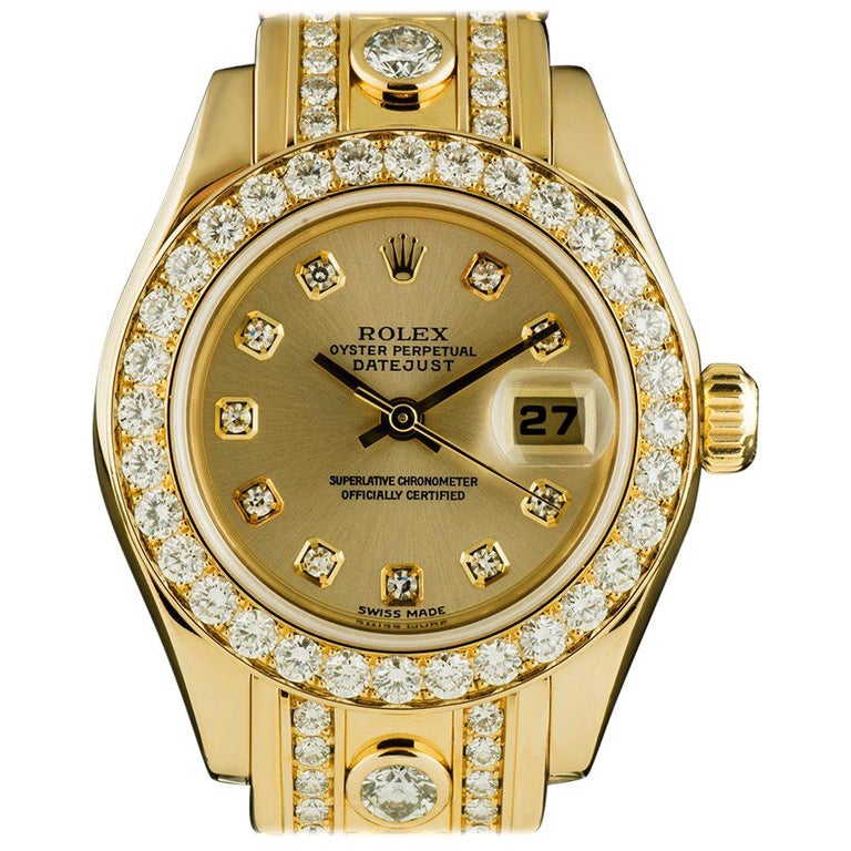 Rolex Gold Diamond Datejust Pearlmaster Super Masterpiece Big Karat ...