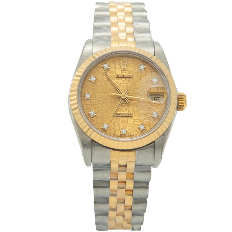 Contemporary Rolex Gold Jubilee Dial 18K Yellow Gold Stainless Steel Women's Wristwatch 31 MM