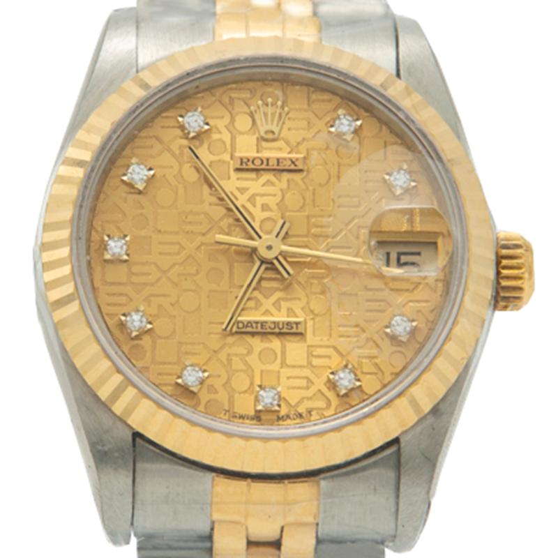 Rolex Gold Jubilee Dial 18K Yellow Gold Stainless Steel Women's Wristwatch 31 MM In Good Condition In Dubai, Al Qouz 2