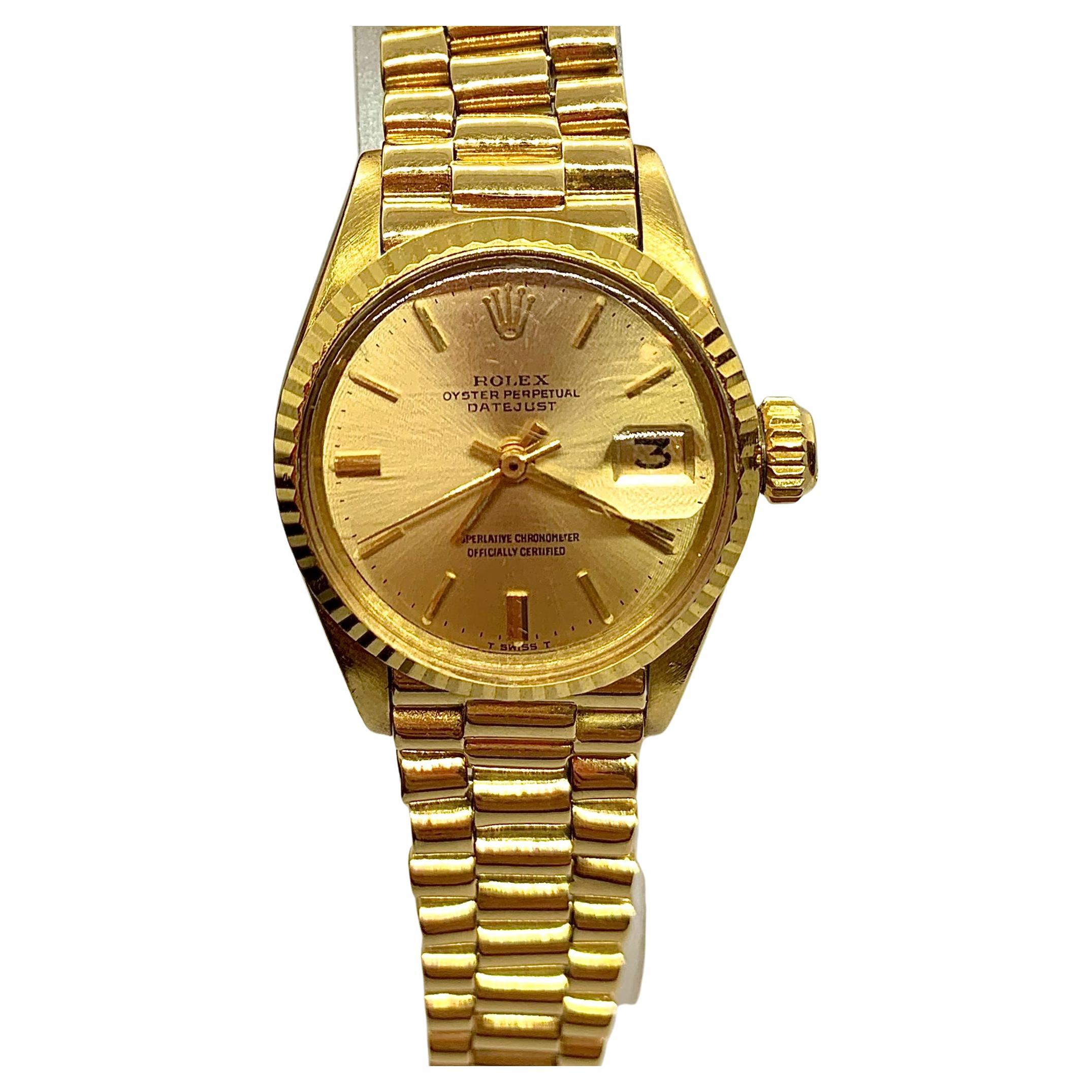 Rolex Gold Oyster Perpetual Datejust 6917 For Women, 70's For Sale
