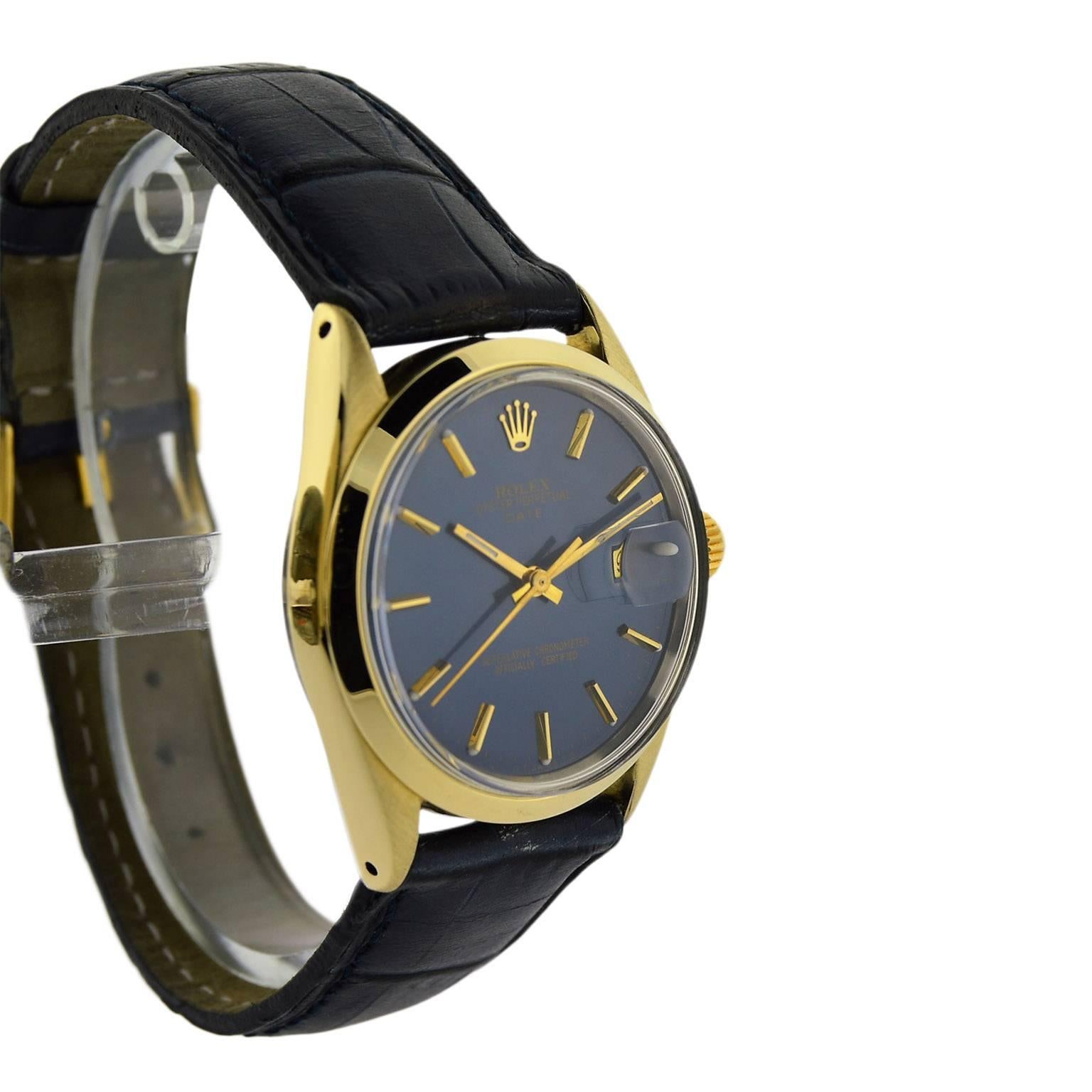 Women's or Men's Rolex Gold Shell Original Blue Dial Automatic Wristwatch, circa 1980