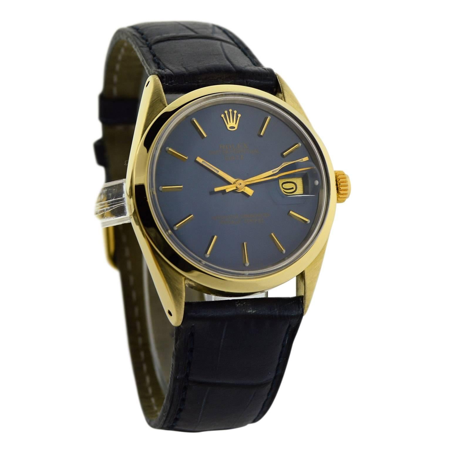 Rolex Gold Shell Original Blue Dial Automatic Wristwatch, circa 1980 1