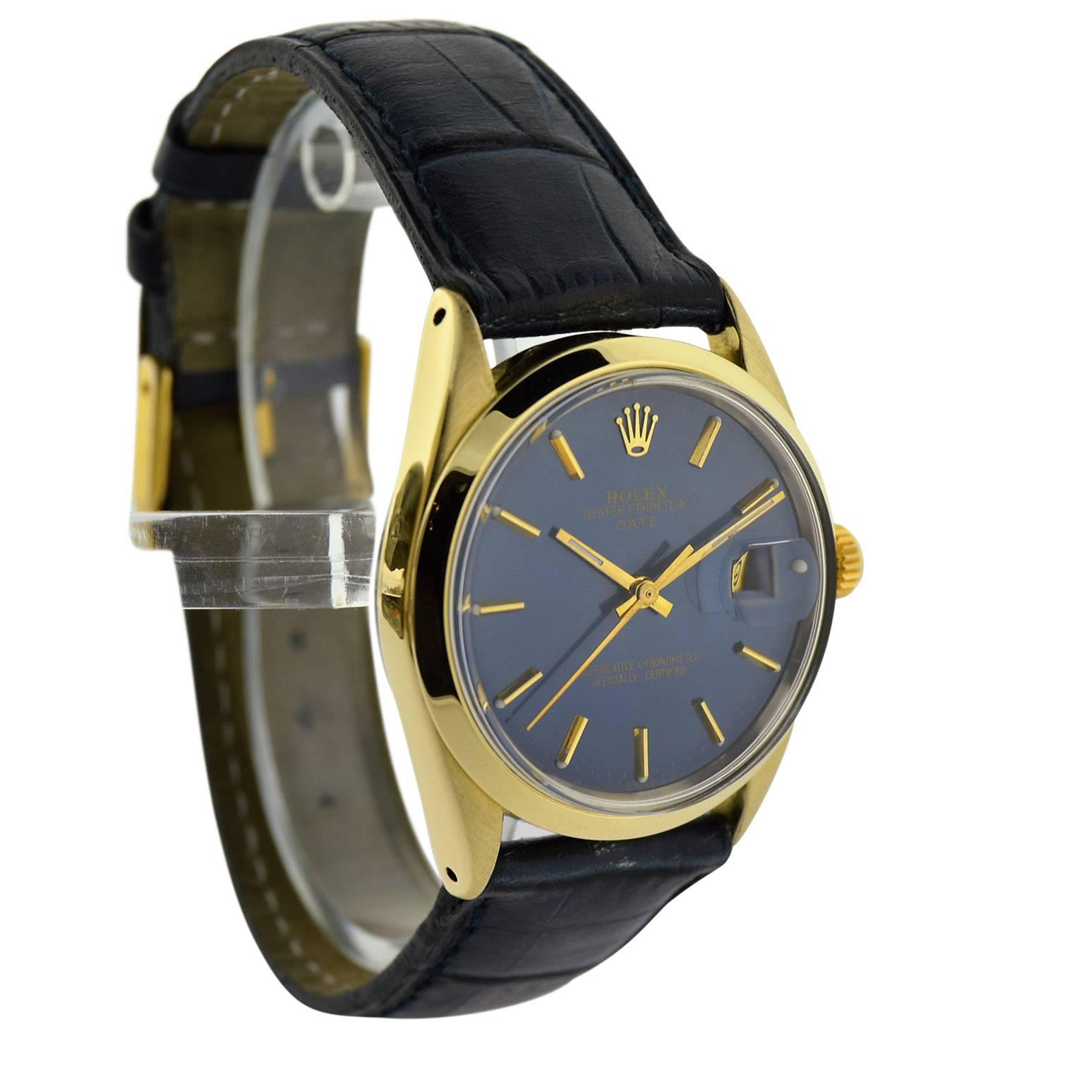 Rolex Gold Shell Original Blue Dial Automatic Wristwatch, circa 1980 2