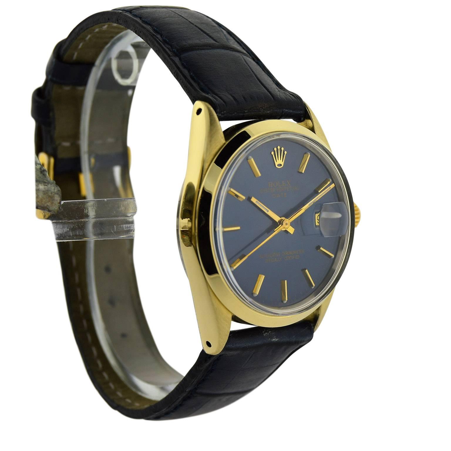 Rolex Gold Shell Original Blue Dial Automatic Wristwatch, circa 1980 3