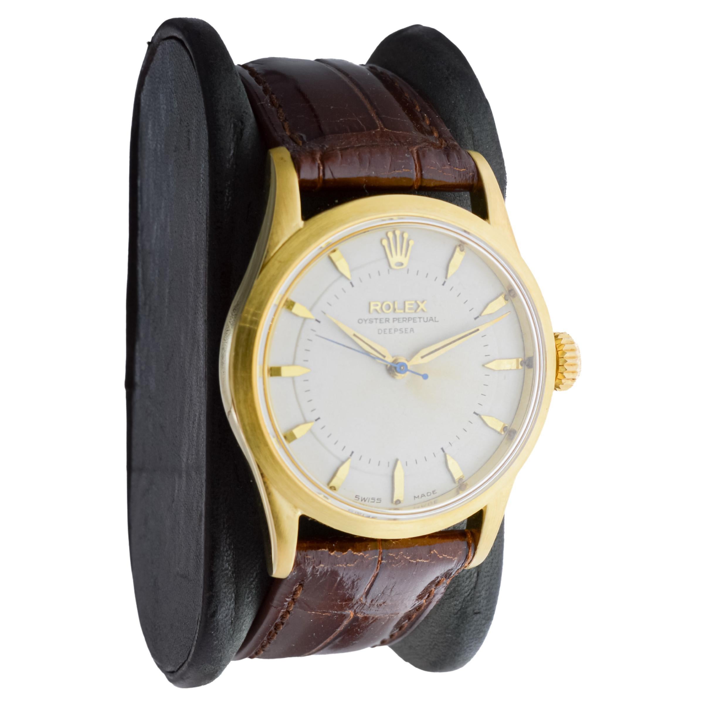 Modern Rolex Gold Shell Oyster Perpetual Very Rare Deepsea From 1954 / 55 Original Dial