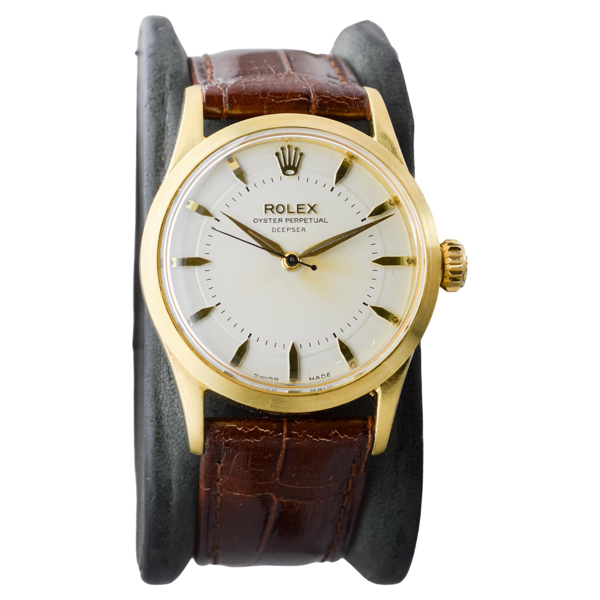 Rolex Gold Shell Oyster Perpetual Very Rare Deepsea From 1954 / 55 Original Dial In Excellent Condition In Long Beach, CA