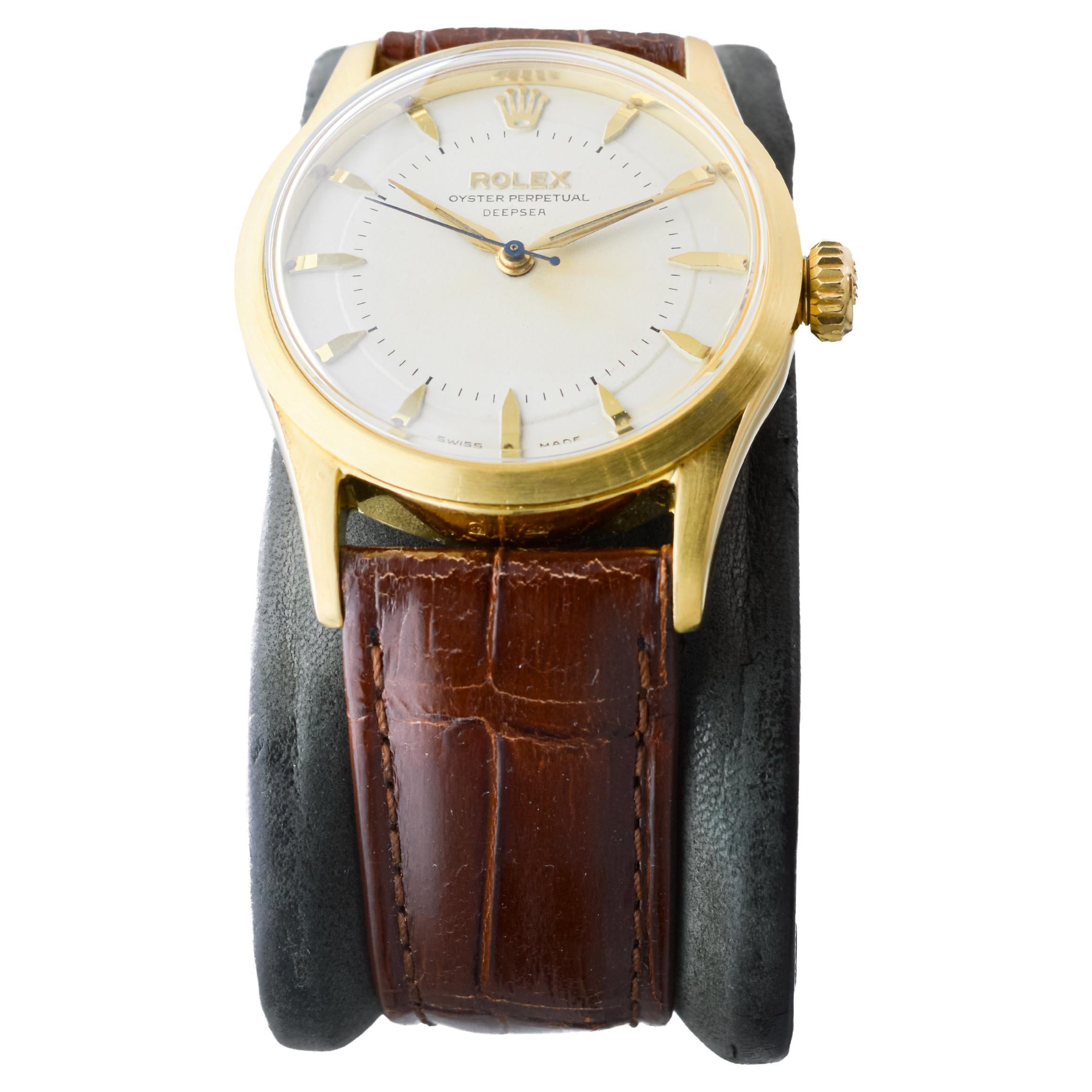 Women's or Men's Rolex Gold Shell Oyster Perpetual Very Rare Deepsea From 1954 / 55 Original Dial