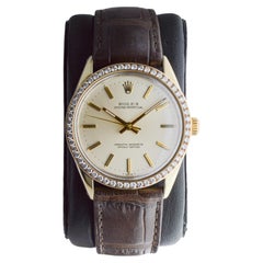 Rolex Gold Shell Oyster Perpetual Watch With Exceptional Diamond Bezel