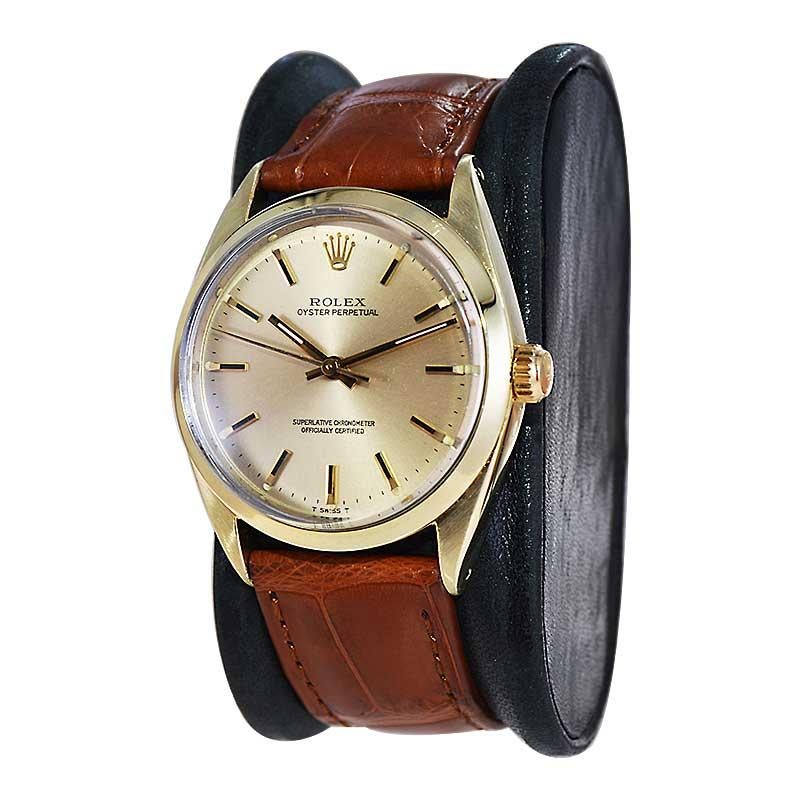Modernist Rolex Gold Shell Oyster Perpetual with Original Dial from Mid 1980's For Sale