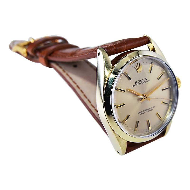 Rolex Gold Shell Oyster Perpetual with Original Dial from Mid 1980's In Excellent Condition In Long Beach, CA