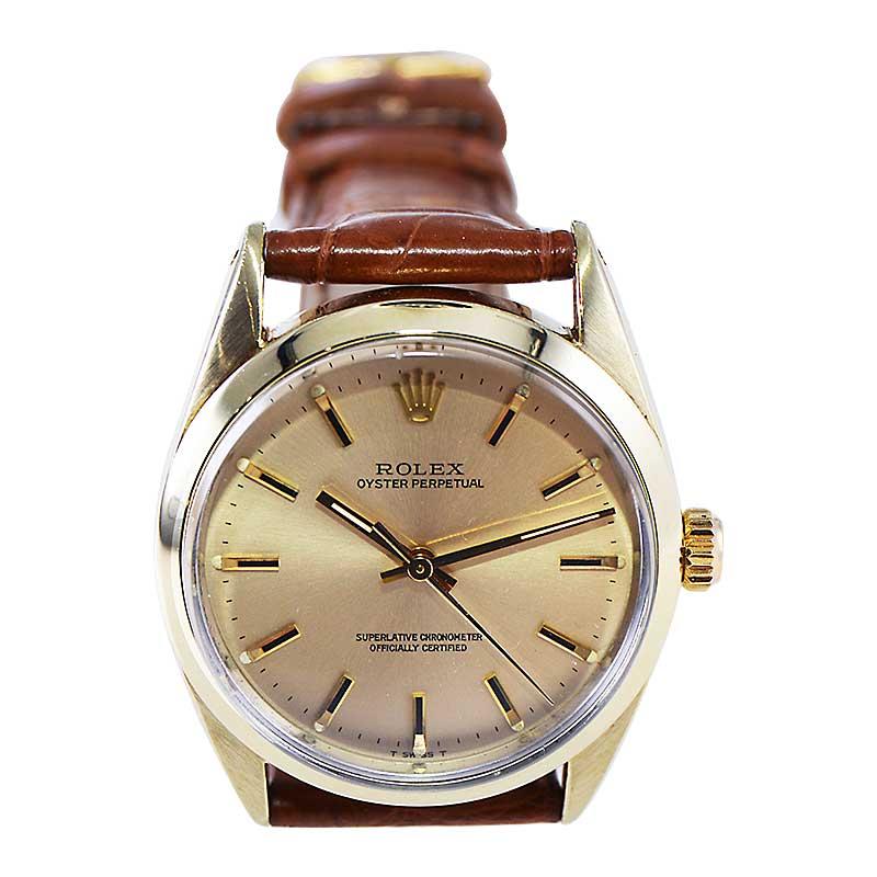 Women's or Men's Rolex Gold Shell Oyster Perpetual with Original Dial from Mid 1980's For Sale