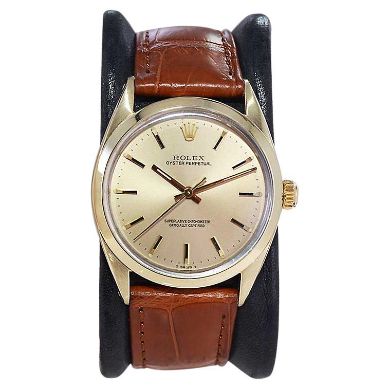 Rolex Gold Shell Oyster Perpetual with Original Dial from Mid 1980's For Sale