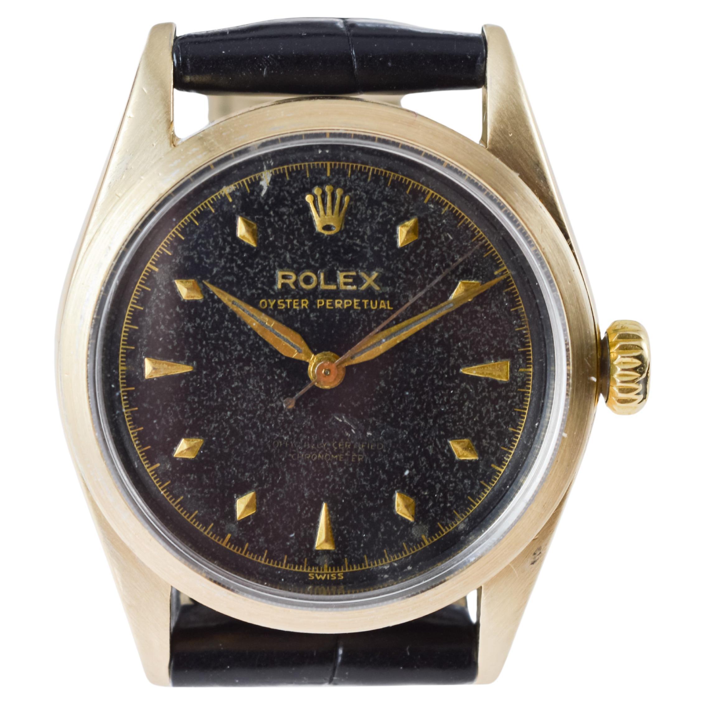Rolex Gold Shell Oyster Perpetual with Rare Original Black Dial from 1953 5