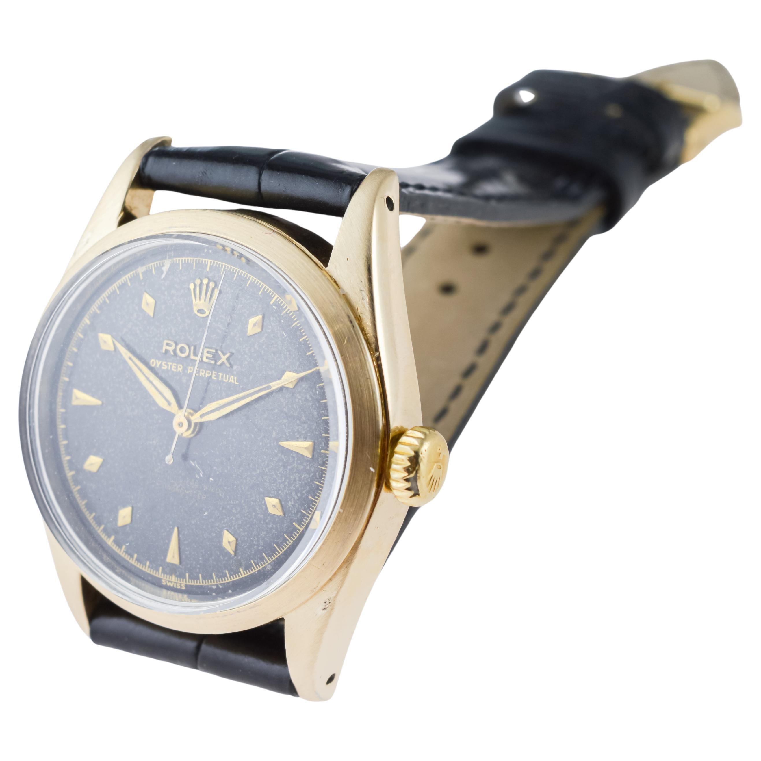 Rolex Gold Shell Oyster Perpetual with Rare Original Black Dial from 1953 6