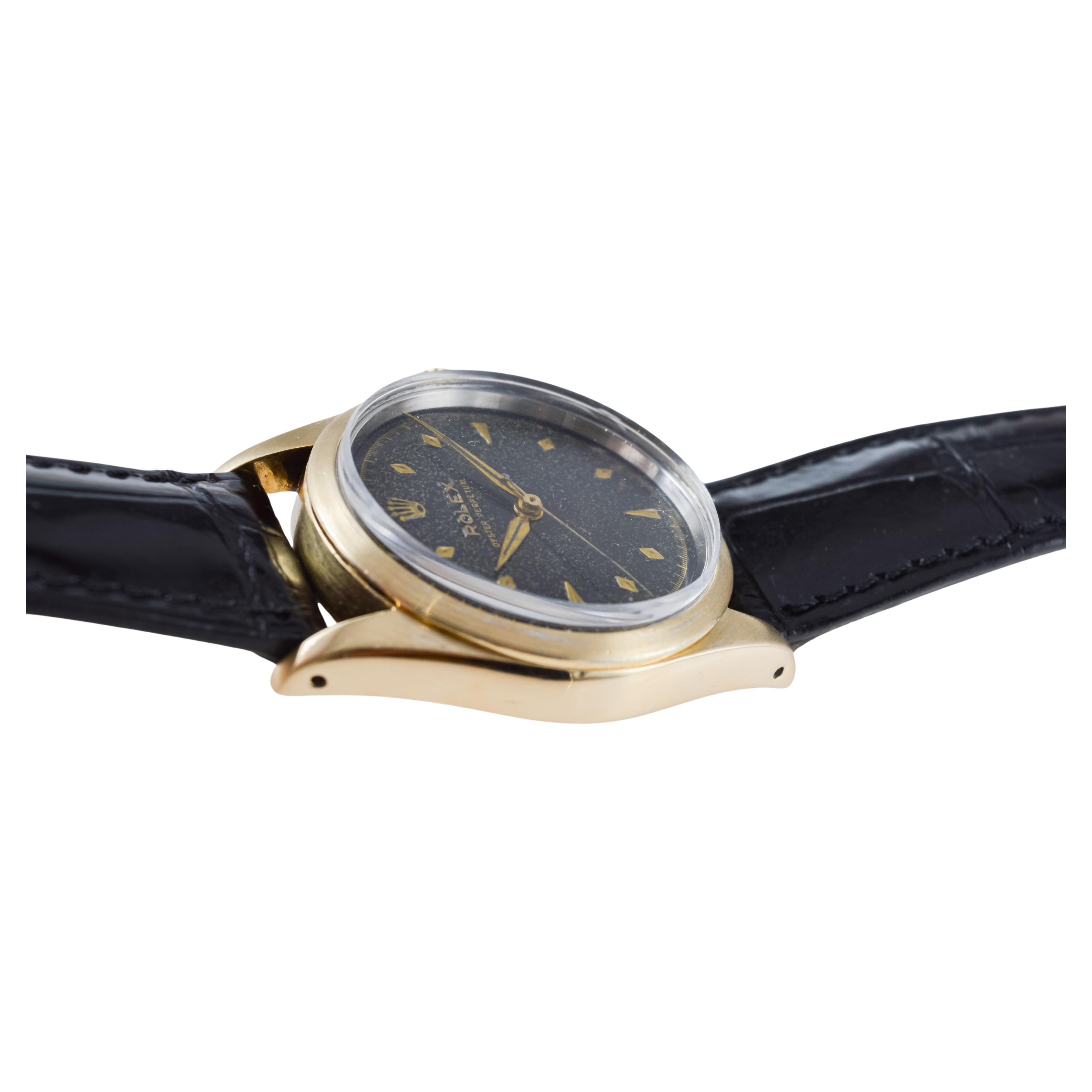Rolex Gold Shell Oyster Perpetual with Rare Original Black Dial from 1953 7