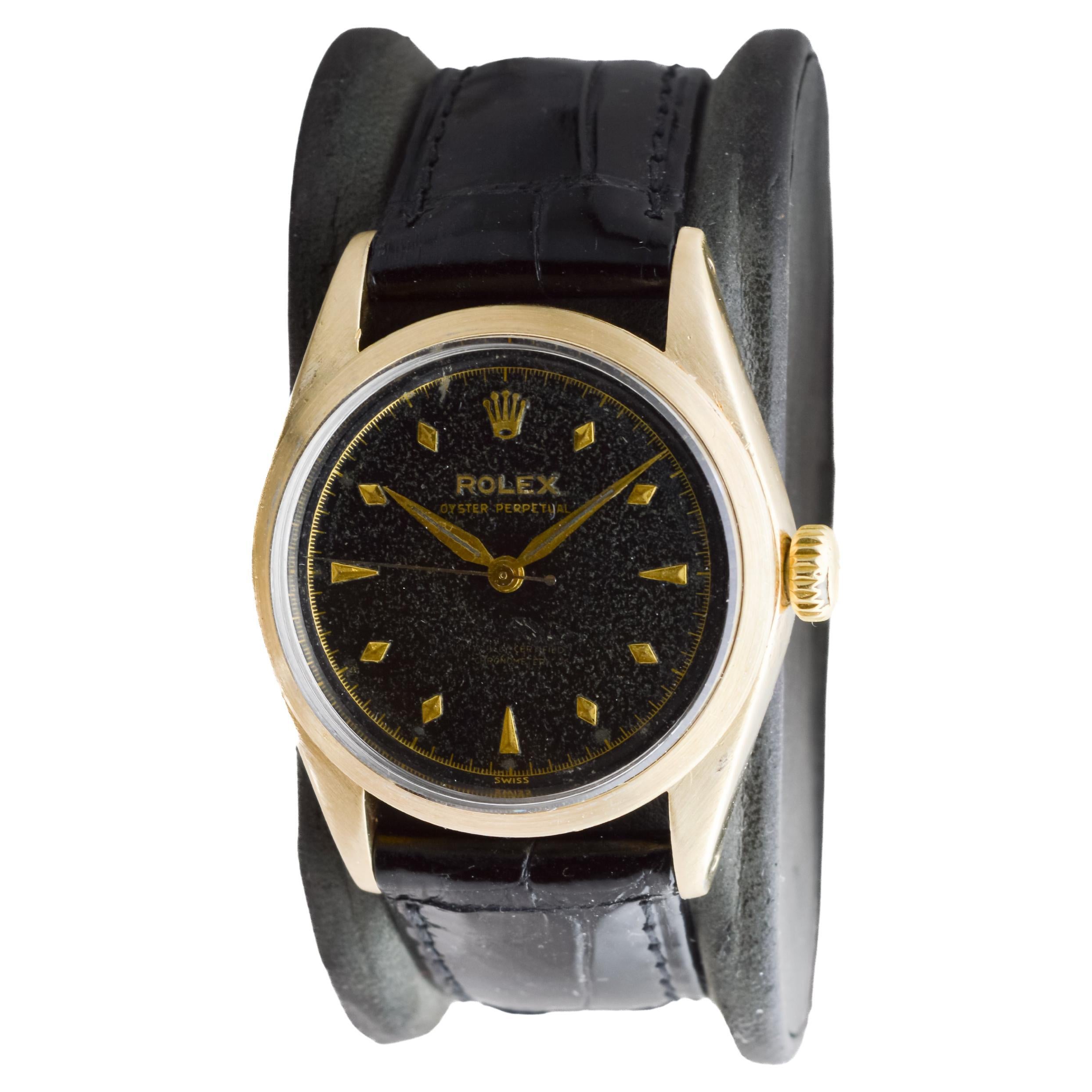 Rolex Gold Shell Oyster Perpetual with Rare Original Black Dial from 1953 1