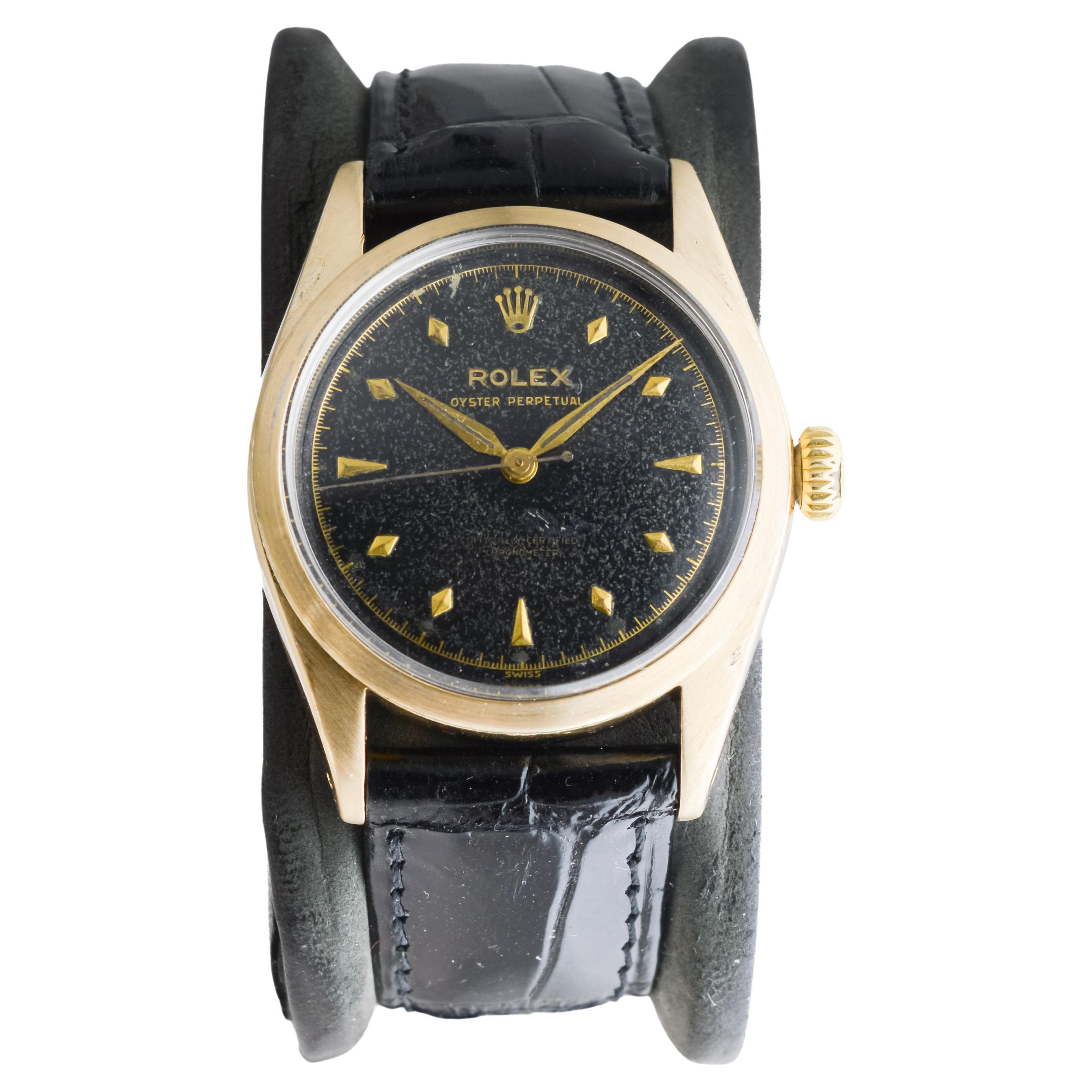 Rolex Gold Shell Oyster Perpetual with Rare Original Black Dial from 1953