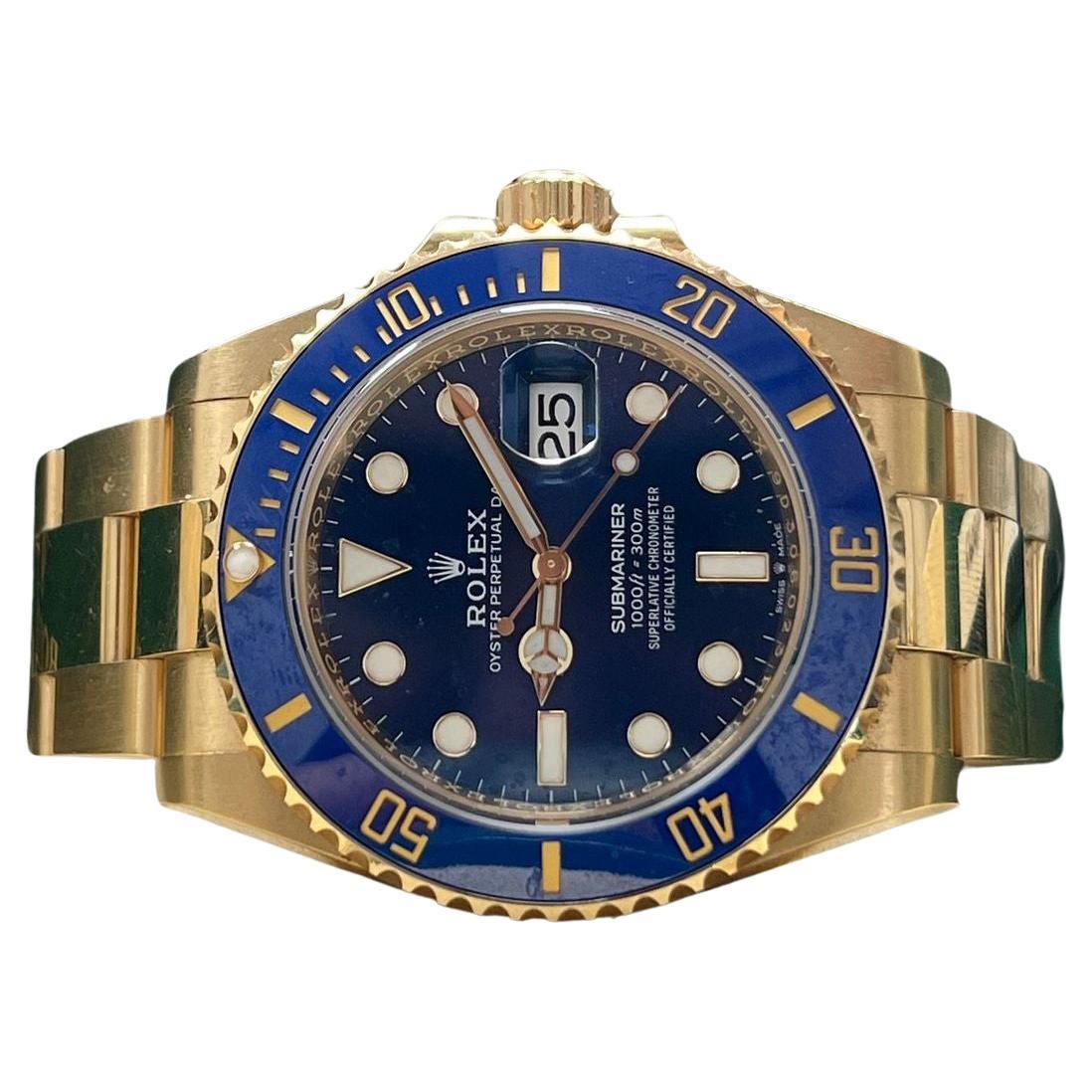 Rolex Gold Submariner 126618LB Blue 18 Carats Yellow Gold Watch In Excellent Condition For Sale In Rome, IT