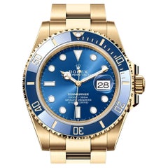 Retro Rolex Gold Submariner 126618LB Blue 18 Carats Yellow Gold Watch