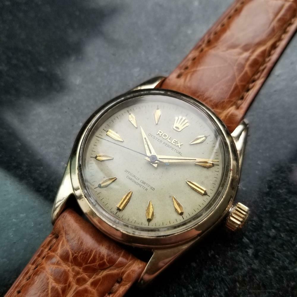 Luxurious vintage icon, men's gold-capped Rolex Oyster Perpetual 6634, Rolex's 