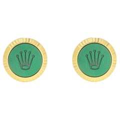 Rolex Green Cerachrom Yellow Gold Cufflinks A1038