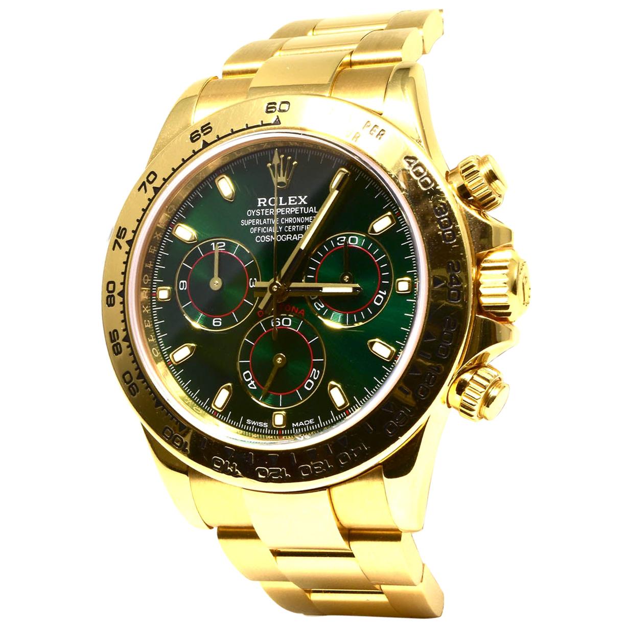 Rolex Green Daytona 116508 in Gold on Oyster Bracelet Original Green Dial
