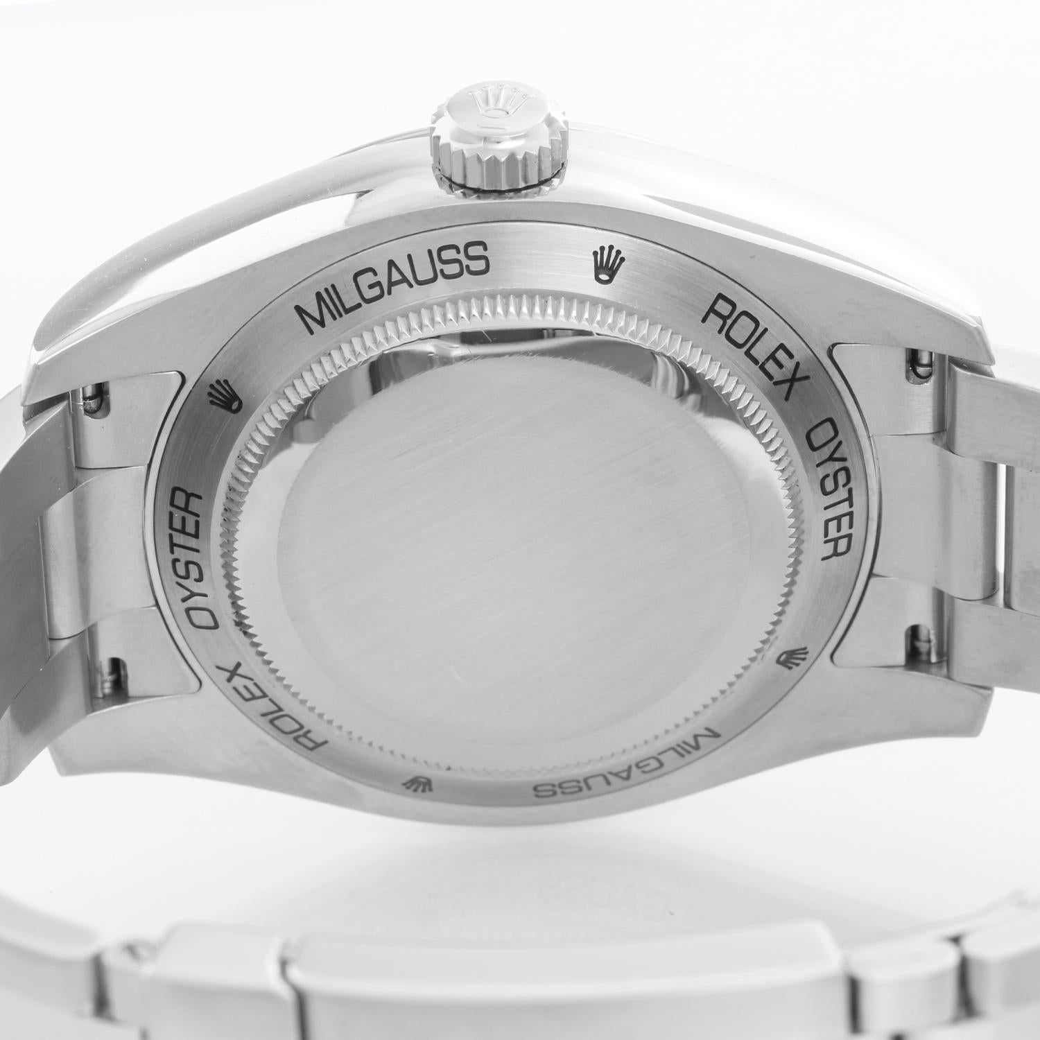 Rolex, modèle 116400GV anniversaire en cristal vert Milgauss Pour hommes en vente