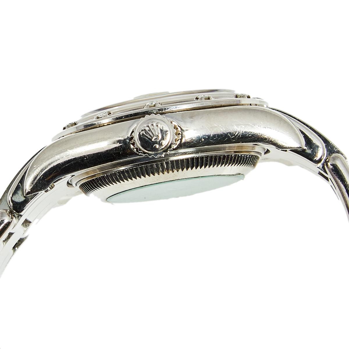 Contemporary Rolex Grey Diamond 18k White Gold Datejust Pearlmaster Women's Wristwatch 29 mm