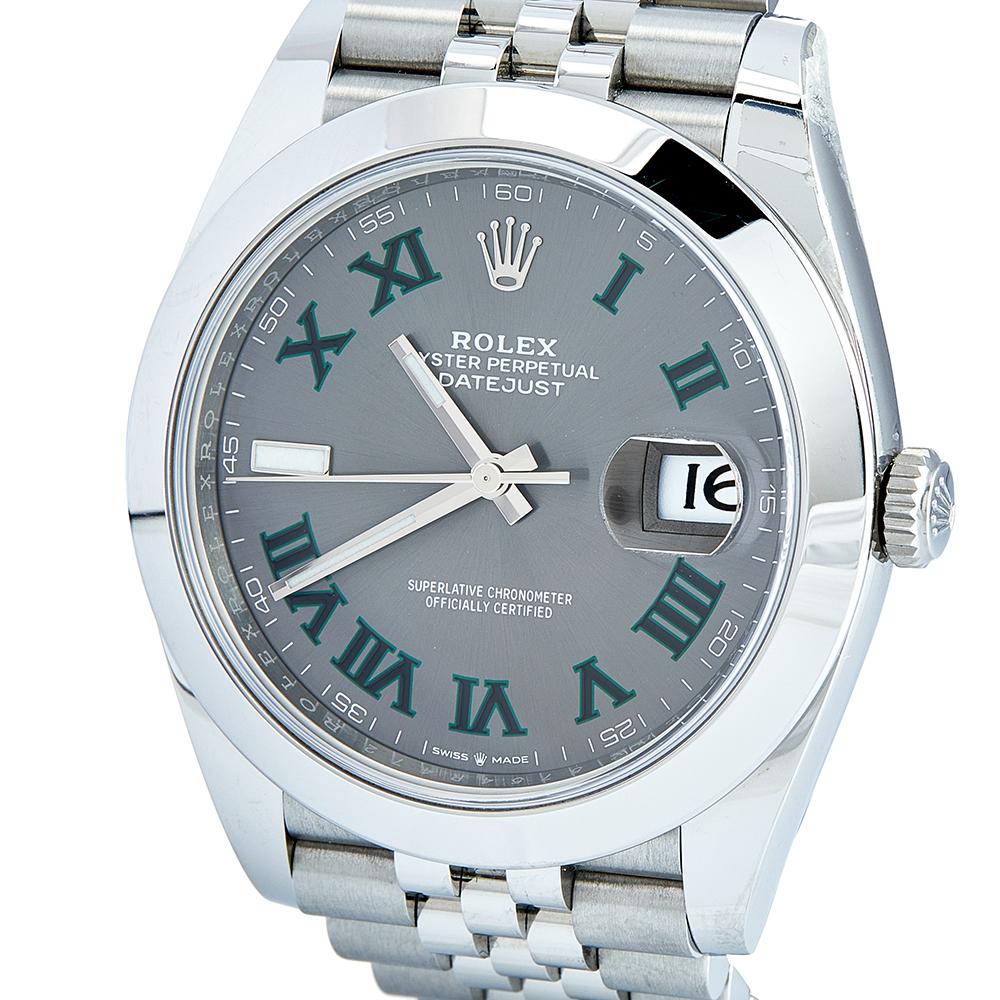 Contemporary Rolex Grey Stainless Steel Datejust 126300 Men's Wristwatch 41 mm