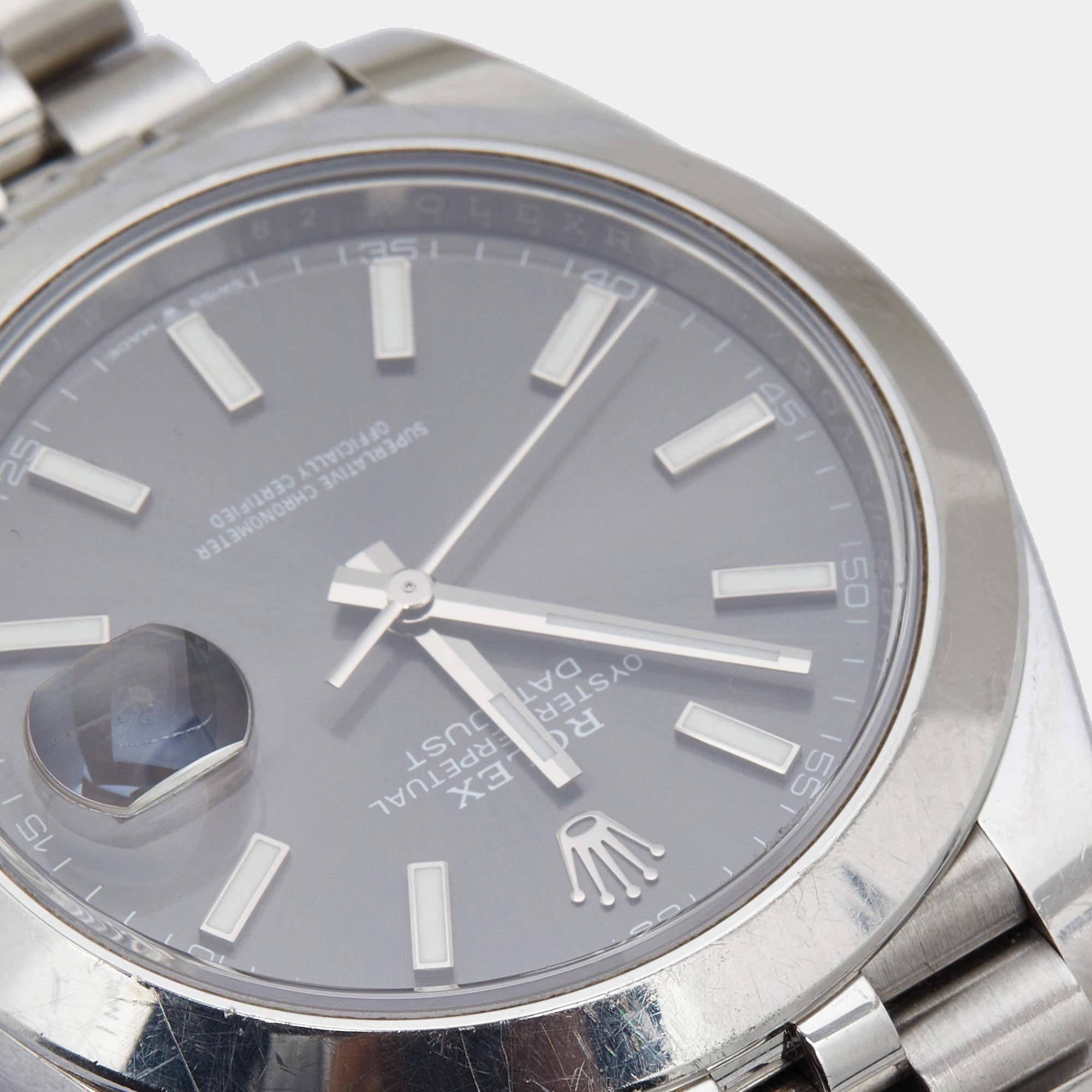 Rolex Grey Stainless Steel Datejust 126300 Men's Wristwatch 41 mm In Good Condition In Dubai, Al Qouz 2