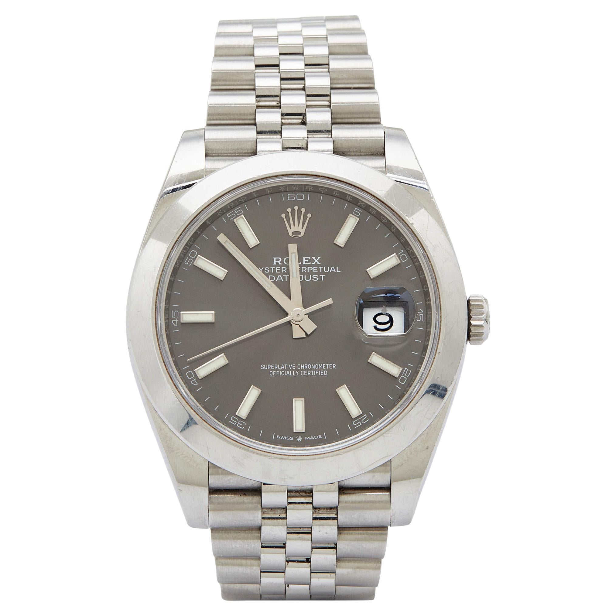 Rolex Grey Stainless Steel Datejust 126300 Men's Wristwatch 41 mm
